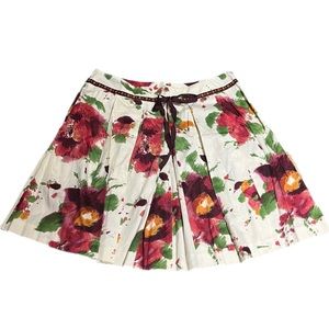 Bandolino Floral Pleated A-Line Skirt Off White Sz 22W